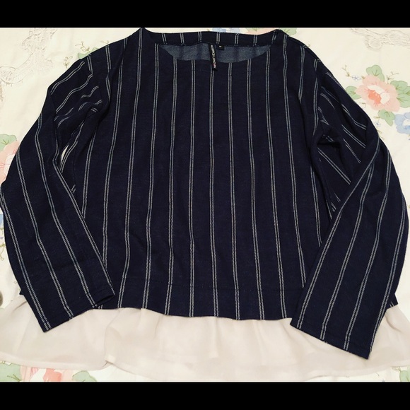 HK WORKS LONDON Navy blue stripe; white ruffles - Picture 1 of 3